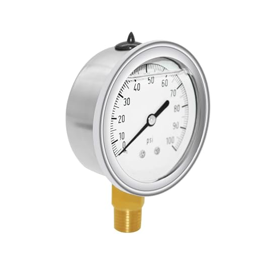 Joywayus Pressure Gauge 0-100 PSI Brass 1/4" NPT Male Thread Lower Mount - Image 3