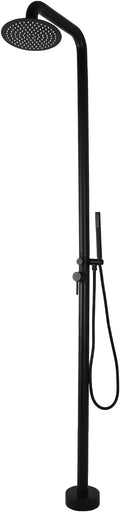 Freestanding Outdoor Shower – Height Adjustable Matte Black Outdoor Shower Fixtures with 10”Rain Shower Head & Handheld for Backyard,Garden,Pool,Beach – Rust-Resistant Stainless Steel Outside Shower