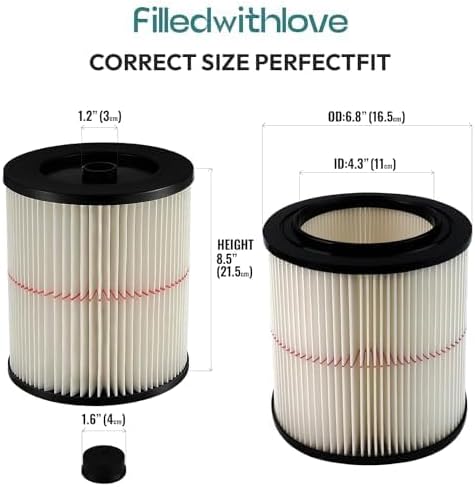 17816 9-17816 Red Stripe Vacuum Cartridge Filter Compatible Craftsman Shop Vac - Image 6