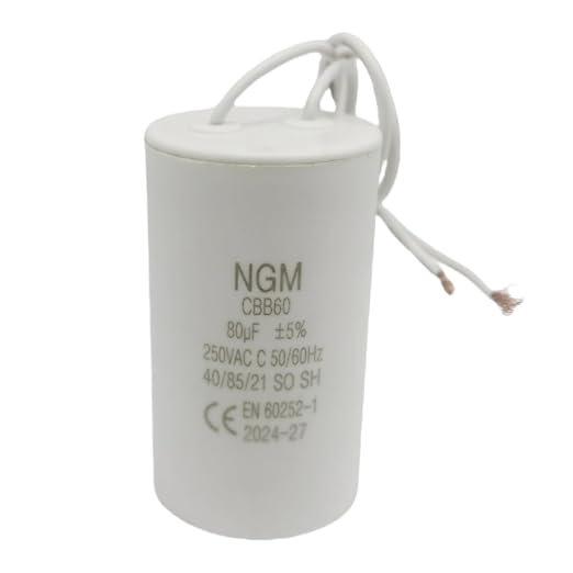 80UF MFD CBB60 Motor Run Capacitor 250VAC Volts Round Cylinder 2 Wires by Resilora