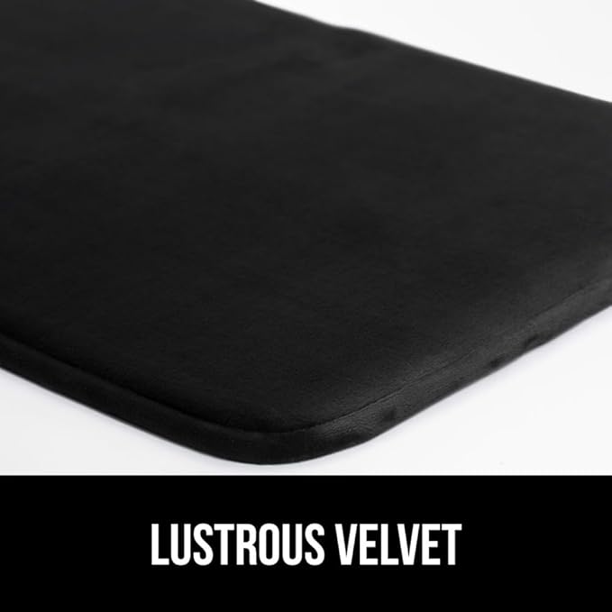 GORILLA GRIP Thick Memory Foam Toilet Rug for Bathroom, U Shaped Washable, Soft Absorbent Velvet Topside Floor Mats, Machine Wash, Cushioned Luxury Rugs for Bath Room, 22.5 x 19.5, Black