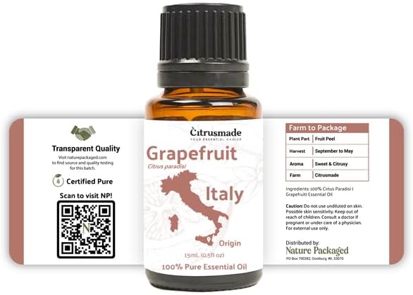 Grapefruit Essential Oil - Direct from Citrusmade in Sicily - Natural Aceite de Pomelo for Skin and Energy - Aromatherapy | 100% Pure Therapeutic Grade (22lbs)