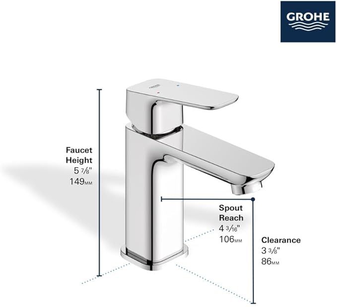 Grohe 101899GN00 Cubeo Single Hole Single Handle S-Size Bathroom Faucet, Less Drain, 1.2 GPM, Brushed Gold