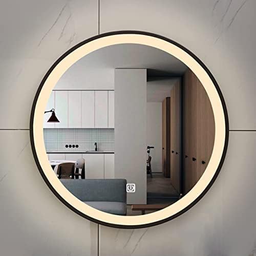 Bathroom Mirror Round Illuminated LED Light Bathroom Mirror, Wall Mounted Mirror by Unknown
