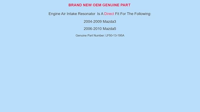 Generic Genuine OEM for MAZDA 2004-2010 Mazda3 Mazda5 Engine Air Intake - Image 5