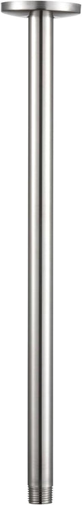 OFFO Shower Arm with Flange, 16 in Brushed Nickel Ceiling Mount Replacement Rain Shower Head Straight Arm Ceiling-Mounted For Fixed Shower Head & High Pressure Rain