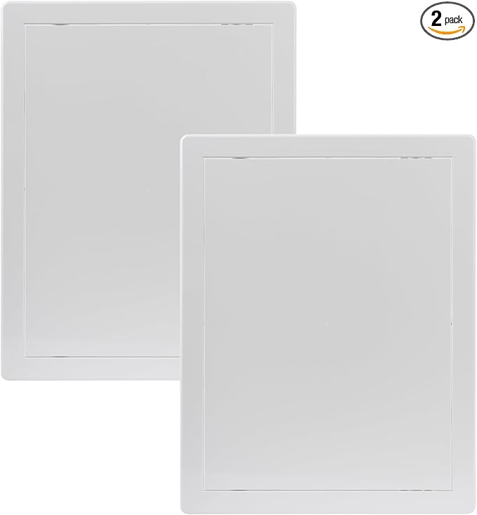 Vent Systems White ABS Plastic Access Panel 10 x 13 Inch (Opening) - Pack of 2 Access Door for Drywall, Wall, Ceiling - Electrical, Plumbing Service nspection Door - 11 x 13.7 Inch (Outer)