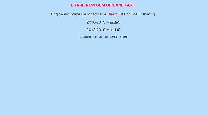 Genuine OEM for MAZDA 2010-2015 Mazda3 Mazda5 Engine Air Intake Resonator - Image 3