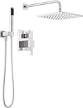 Delta Modern 14 Series Square Rain Shower System Faucet Set, Rainfall Chrome Shower Head and Handle Set, Valve Trim Kit, 10 Inch, Chrome 342701
