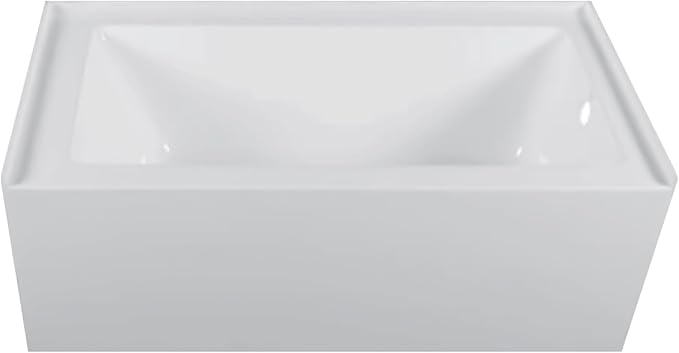 Fine Fixtures Acrylic, Fiberglass Alcove Soaking Bathtub with Integral Apron Front - Drain Included (72" x 32", Right Hand, White)