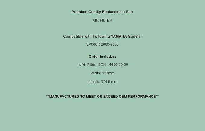 Replacement Air Filter Cleaner For Yamaha SX600R 2000-2003 8CH-14450-00-00 - Image 7