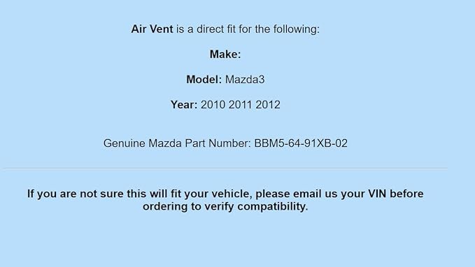 Genuine OEM for MAZDA 2010-2012 Mazda3 Air Vent BBM5-64-91XB-02 BBM56491XB02 - Image 5