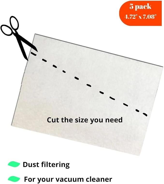 Universal Vacuum Cleaner Filter, Cloth Felt Filter 12 x 18 cm Pack of 5 - Image 2