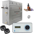 Superior Encore Plus 6kW Steam Shower Generator Kit with Horizontal White Keypad & Aromatherapy Oils Set |Self-Draining Steam Generator|One-click Connection Cord|Bluetooth Audio|