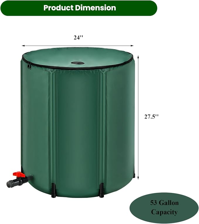 Goplus 53 Gallon Collapsible Rain Barrel, Portable Rain Barrels to Collect - Image 7