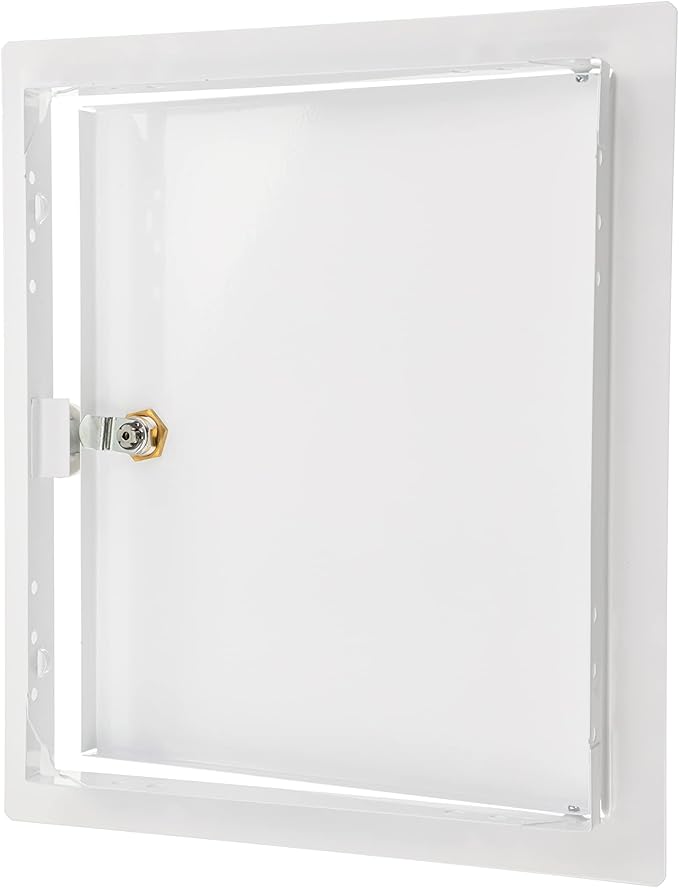 10" x 12" Lockable White Metal Access Door. Service Shaft Wall Panel with Key. Plumbing, Electricity, Heating, Alarm Access Hole Cover