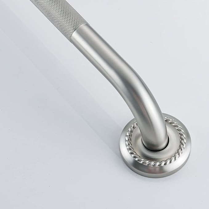 Anti Slip Shower Grab Bar, 12-Inch Toilet Textured Sturdy Hand Rail, Stylish Bathroom Armrest, Brushed Nickel Finish, Multi Function Assist Handle