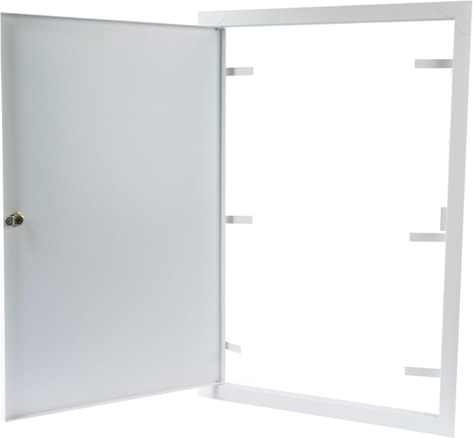 16" x 24" Lockable White Metal Access Panel. Service Shaft Door Panel with Key. Plumbing, Electricity, Heating, Alarm Wall Access Panel for Drywall. Bathroom Services Access Hole Cover.