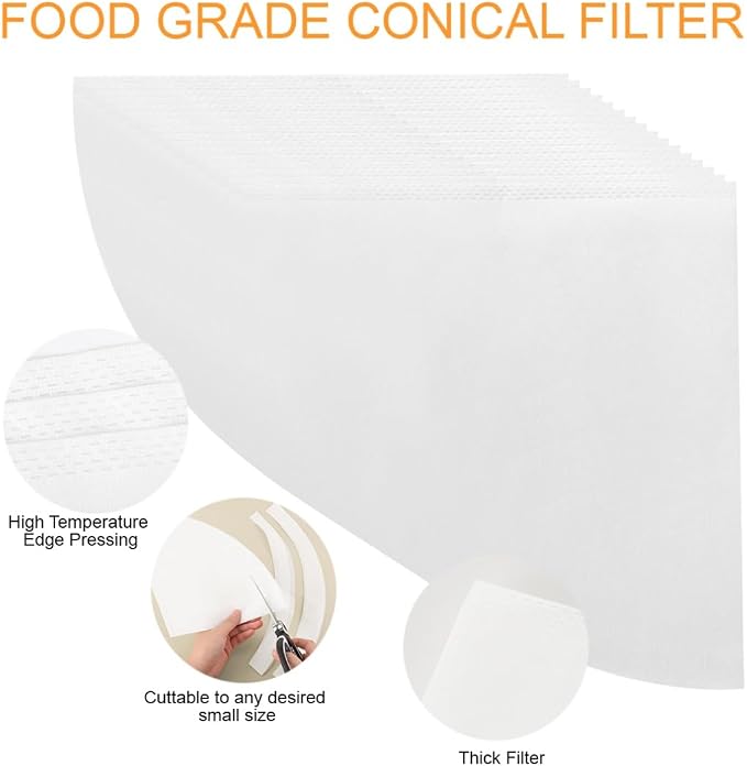 25 Pack 10" Deep Fryer Oil Filters Non Woven Cooking Oil Cones Strainer Maple - Image 3