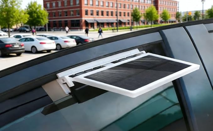 2W Solar Powered Car Exhaust Fan, Portable Vehicle Radiator - Image 2