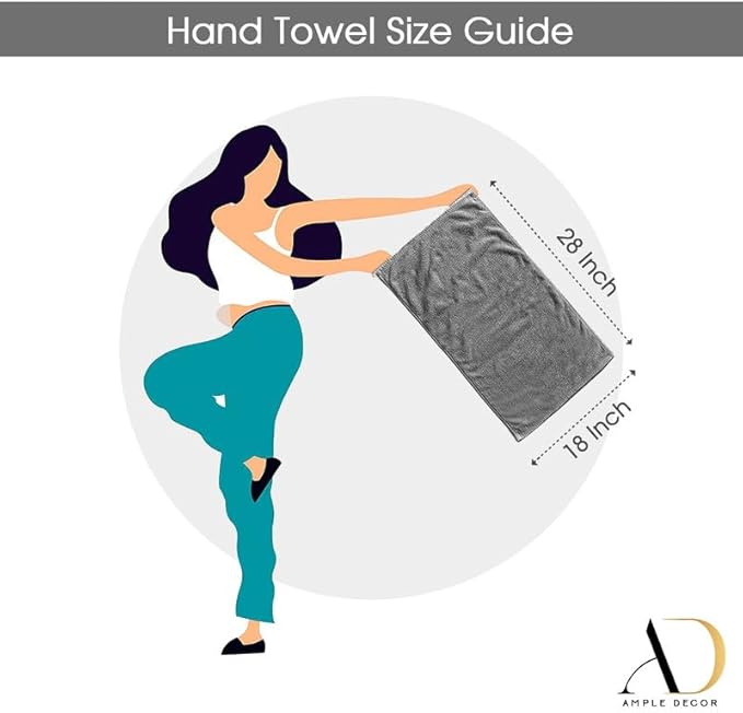 Ample Decor Bathroom Hand Towel 18 X 28 Inch 600 GSM 100% Cotton, Premium Soft Absorbent - 2 Pcs - Christmas Red