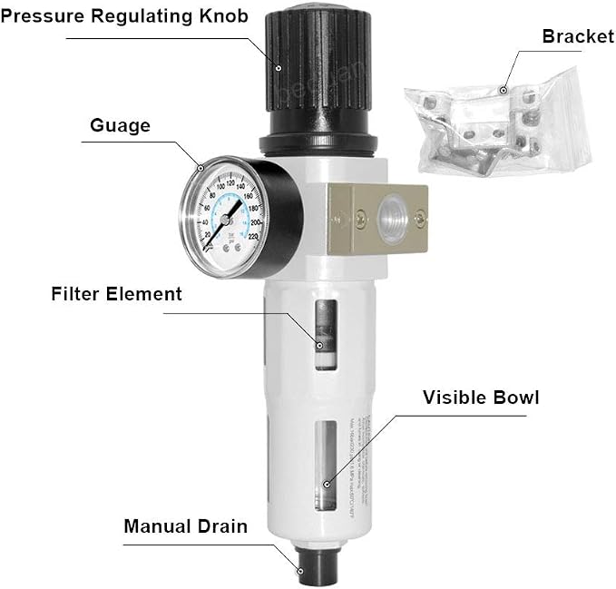 Beduan Compressed Air Pressure Regulator Filter 1/2"NPT, Water/Oil Trap - Image 4