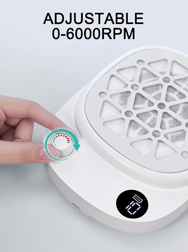Rechargeable Nail Dust Collector Nail Tech, Compact Vacuum Fan Dust Collector - Image 4
