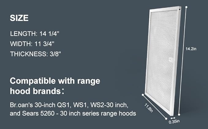 BPS1FA30 Range Hood Grease Filter 11-3/4" x 14-1/4" Multi-layer Aluminum Mesh - Image 4