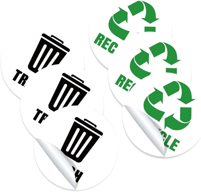 Waste Sorting Decal for Bins Reminding Stickers for Kitchen Garbage Can Labels by GRIRIW