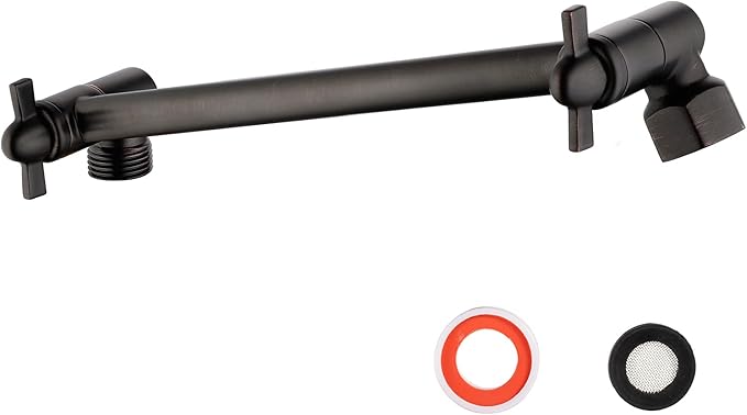 Adjustable Shower Extension Arm, 10 Inch Brass Oil Rubbed Bronze Shower Arm Extension for Shower Head, Universal Shower Extension for Fixed Shower Head