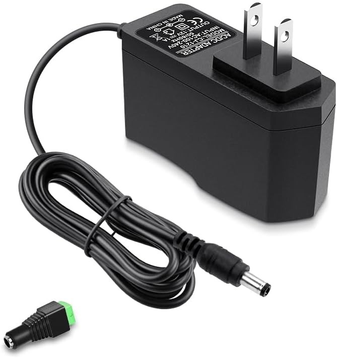 12V 1A Power Supply, AC Adapter 100-240V AC to DC 12V 1A Power Cord Adapter by JOVNO
