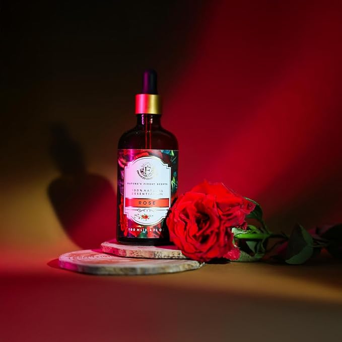 Luxurious Rose Essential Oil by Enhanced Essentials| Slow Distilled & Exotic| for Home,Diffusers,Skin & Hair Care,Aromatherapy,Bath,Perfume,Soap & Candle Making|with Glass Dropper| 3.38 Fl oz (100 ml)