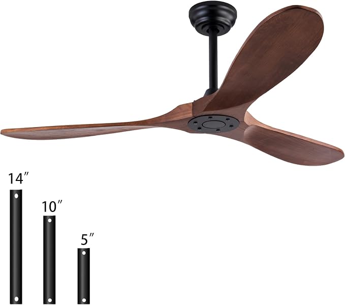QUTWOB 52" Wood Ceiling Fan No Lights - Image 8