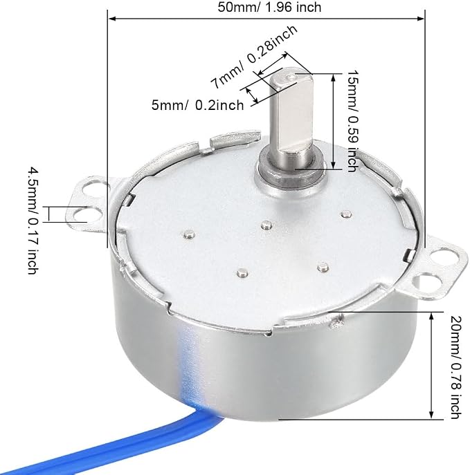 uxcell Synchronous Motor AC 100-127V 2.5-3RPM 50-60Hz CCW/CW 4W D Shaft - Image 3