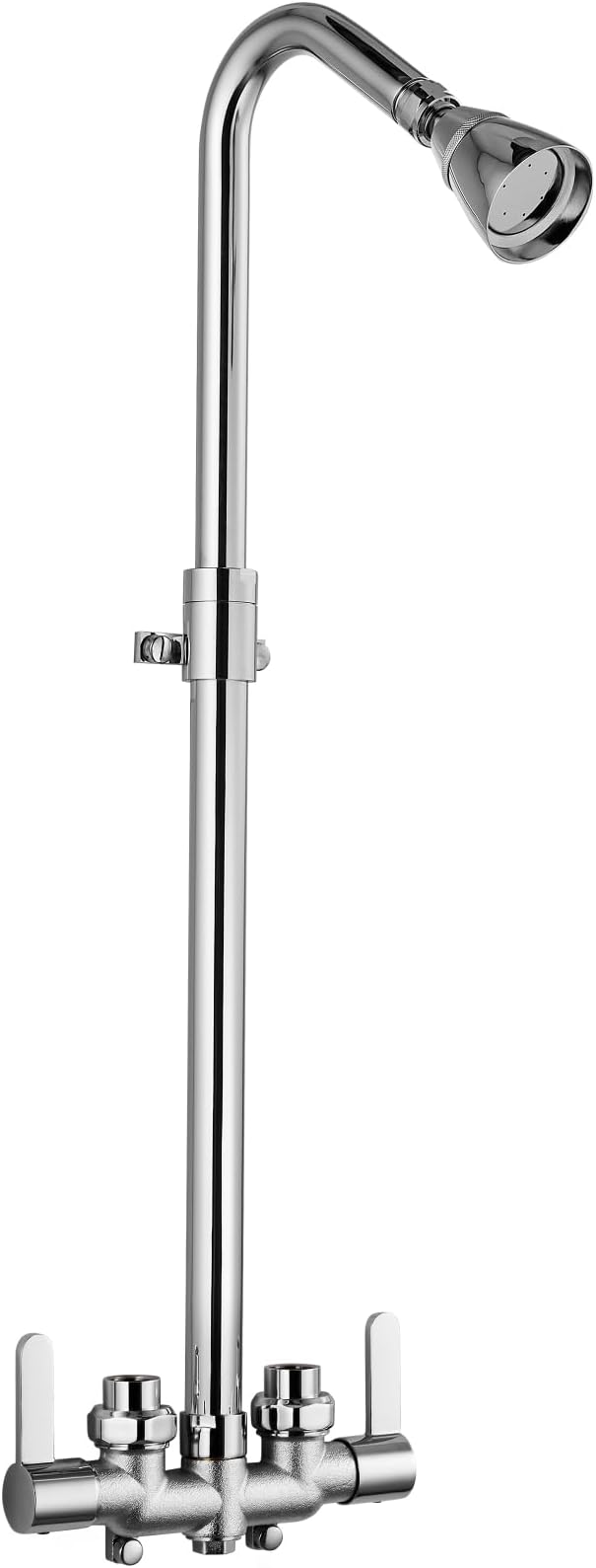 Aolemi Outdoor Shower Fixtures Outdoor Shower Kit Faucet System 3 Inch Center 2 Handle Exposed Shower with Brass Mix Valve with Adjustable Bar Pipe Upward Polish Chrome