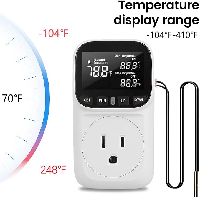 Diymore 1800W Digital Temperature Controller Plug in Thermostat Outlet Digital - Image 5