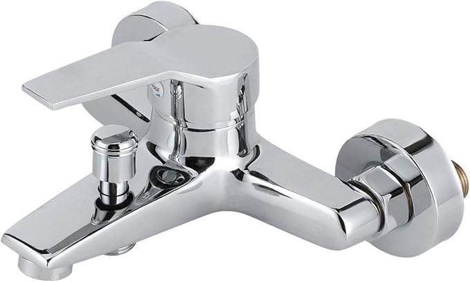 GLOGLOW G1/2in Thread Copper Shower Faucet, Wall Mounted Triple Mixer Tap with Single Lever Design, Electroplated Mirror Surface for Bathroom Bathtub