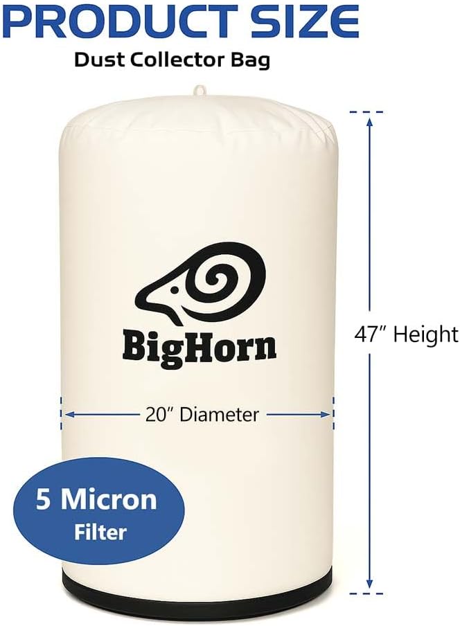 Big Horn 11769 20 Inch Dia 5 Micron Dust Filter Bag 20 Inch x 47 Inch Long - Image 2