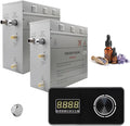 Superior Encore 18kW Steam Shower Generator Kit with Horizontal Black Keypad & Set of 6 Aromatherapy Oils |Self-Draining Steam Bath Generator|One-click Connection Cord|