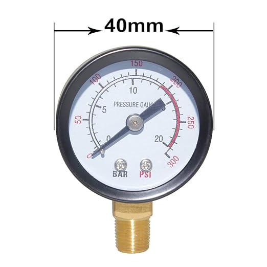 Joywayus Pressure Gauge 0 to 300 PSI Brass 1/8" Male NPT Thread Lower Mount - Image 3