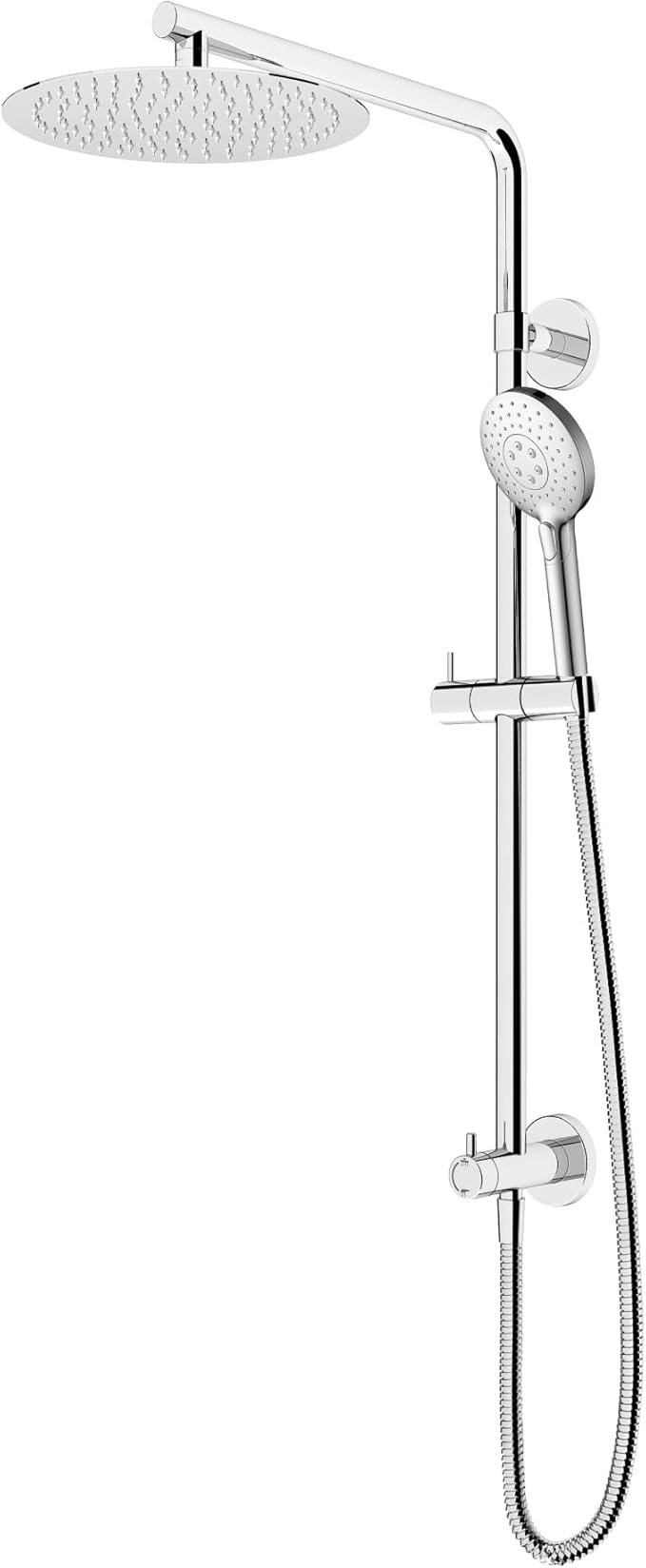 BATH ROYALE Rain Shower Head & Detachable Handheld Spray Combo, Easy Install & 3 Spray Modes, Chrome