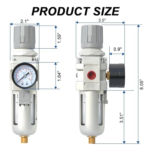 AIRZOE 3/8" NPT Air Filter Regulator Combo Piggyback, 5 Micron Brass Element - Image 2