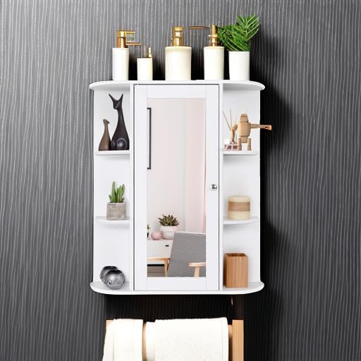 Tangkula Bathroom Medicine Cabinet, Wall Mounted Storage Cabinet with Mirror Door, Removable & 3 Adjustable Shelves, Wooden Hanging Wall Mirror Cabinet for Bathroom Living Room Laundry (White)