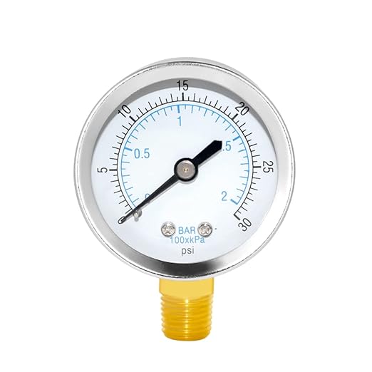 Joywayus Pressure Gauge 0 to 30 PSI Brass 1/4" Male NPT Thread Lower Mount by Joywayus