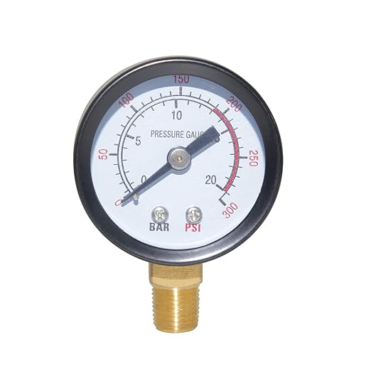 Joywayus Pressure Gauge 0 to 300 PSI Brass 1/8" Male NPT Thread Lower Mount by Joywayus