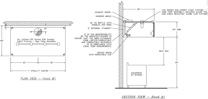 Commercial Kitchen Restaurant Duty Exhaust Hood, Wall Canopy Stainless Steel - Image 3