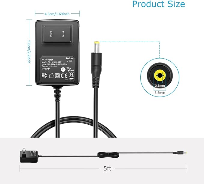 Belker Universal AC DC Adapter 12V 2A 1.5A 1A Power Supply - Image 5