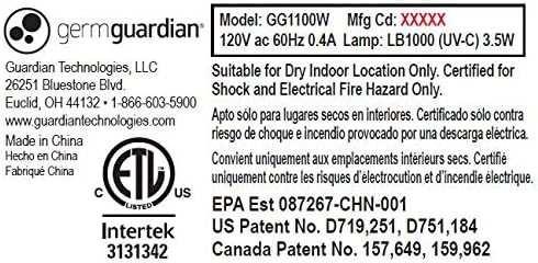 Germ Guardian GG1100W 7” Pluggable Small Air Purifier, Small Room Wall Air - Image 10