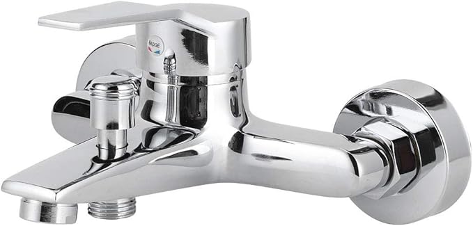 GLOGLOW G1/2in Thread Copper Shower Faucet, Wall Mounted Triple Mixer Tap with Single Lever Design, Electroplated Mirror Surface for Bathroom Bathtub
