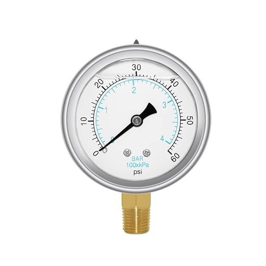 Joywayus Pressure Gauge 0-60 PSI Brass 1/4" NPT Male Thread Lower Mount by Joywayus